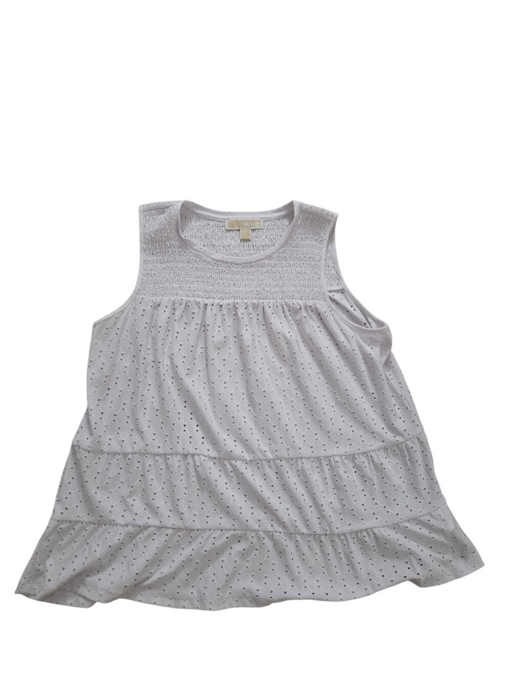 Michael by Michael Kors white sleeveless stretchy, eyelet top, L. EUC.